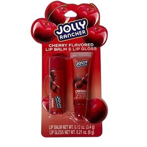 Jolly rancher cherry flavored lip balm, and lip gloss
New in original packaging